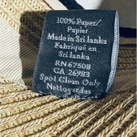 Vince Camuto Hat Womens One Size Black Chiffon Tie Bow Straw Visor Beachy Boho - Picture 6 of 6